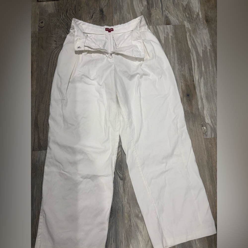 STAUD White Wide-Leg Trousers